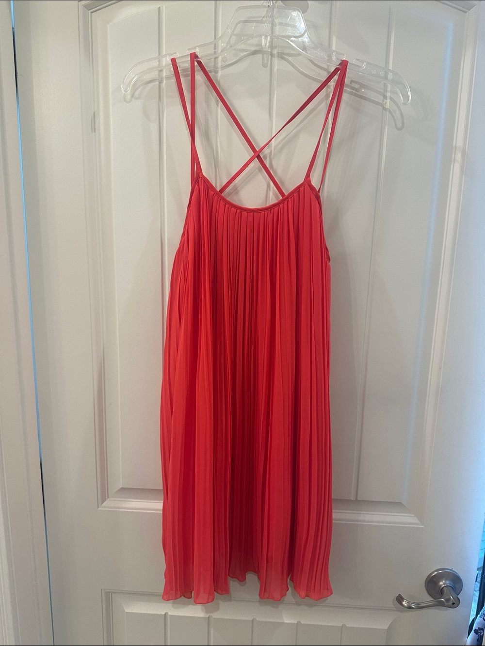 BCBGeneration Coral Pleated Spaghetti Strap Dress